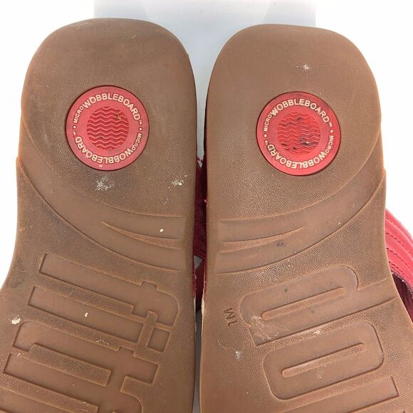 FitFlop Walkstar Red Leather T-Strap Sandals Women’s Sz 11 (E11) - Picture 14 of 14